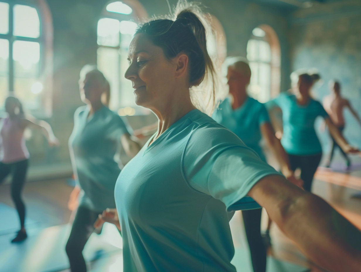 Тренер проводить заняття для групи людей поважного віку