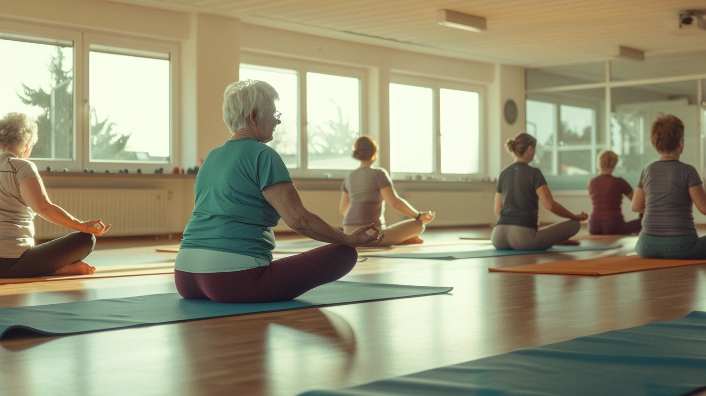 Групове заняття з йоги для людей поважного віку