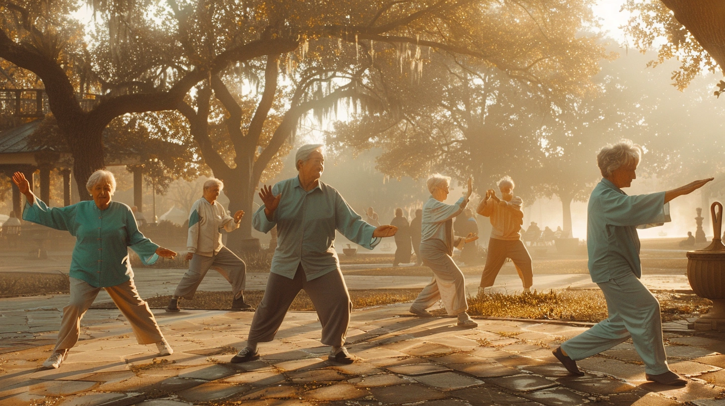 Практика тай-чі в парку